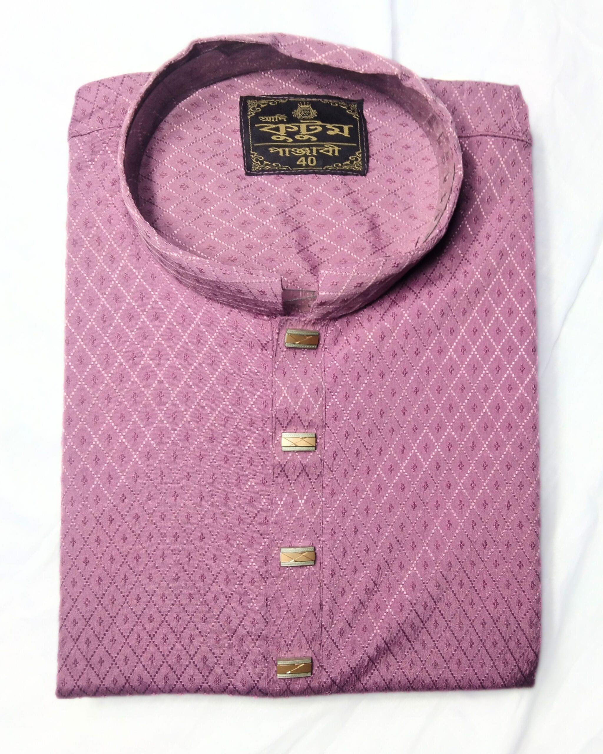 Exclusive Rose Color Premium Katan Fabric Punjabi for Men