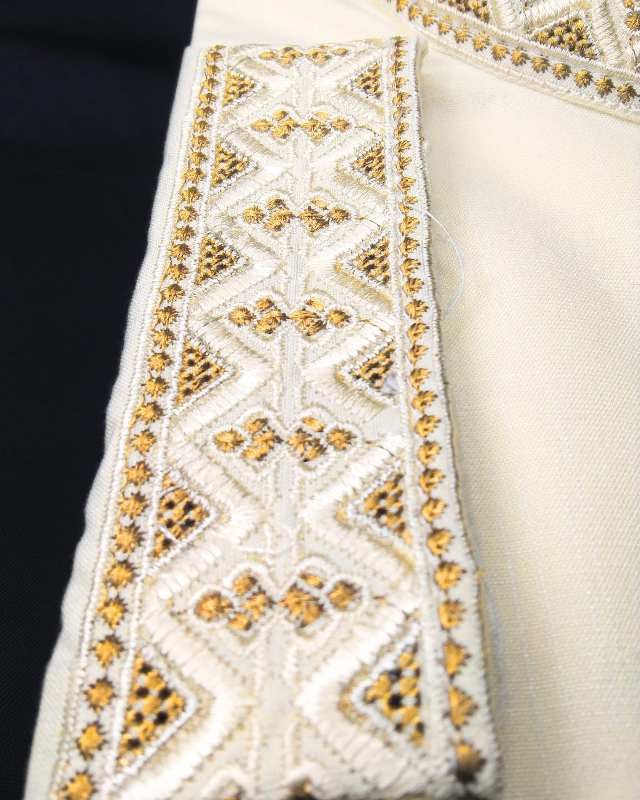 Chomok Fabric Milk White Punjabi