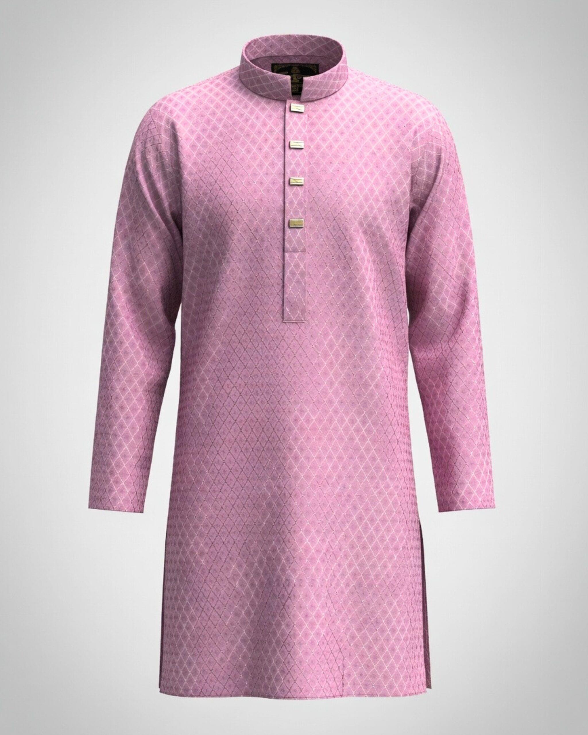 Exclusive Rose Color Premium Katan Fabric Punjabi for Men