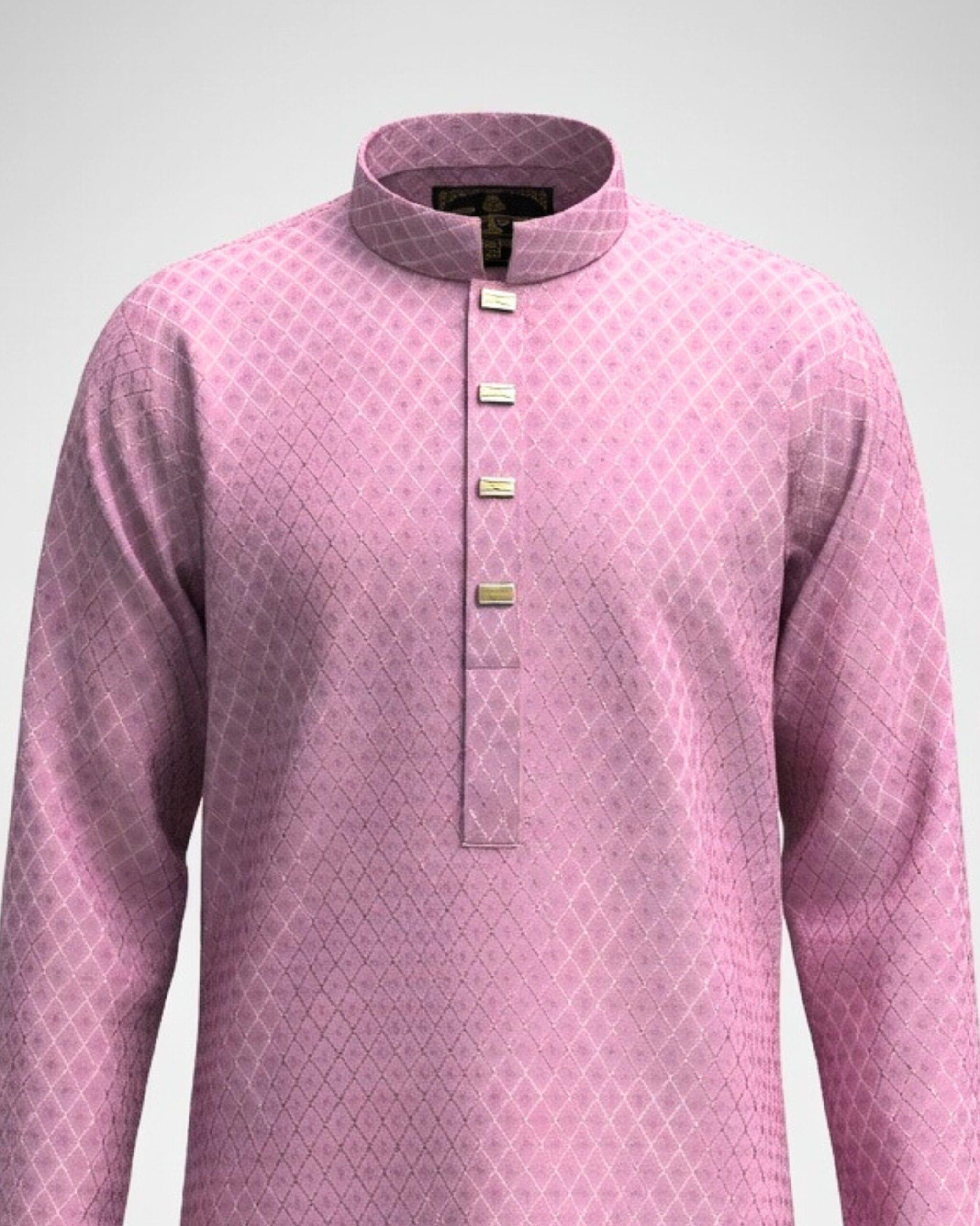 Exclusive Rose Color Premium Katan Fabric Punjabi for Men